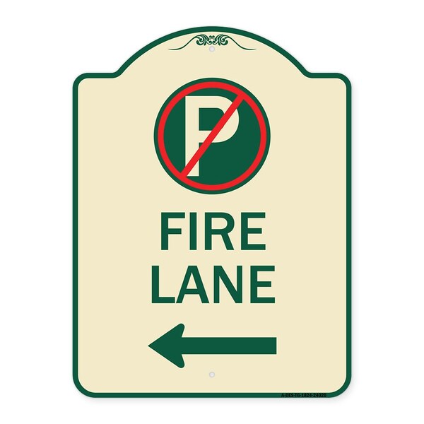 Signmission Fire Lane No Parking and Left Arrow Heavy-Gauge Aluminum Sign, 24" x 18", TG-1824-24020 A-DES-TG-1824-24020 - main